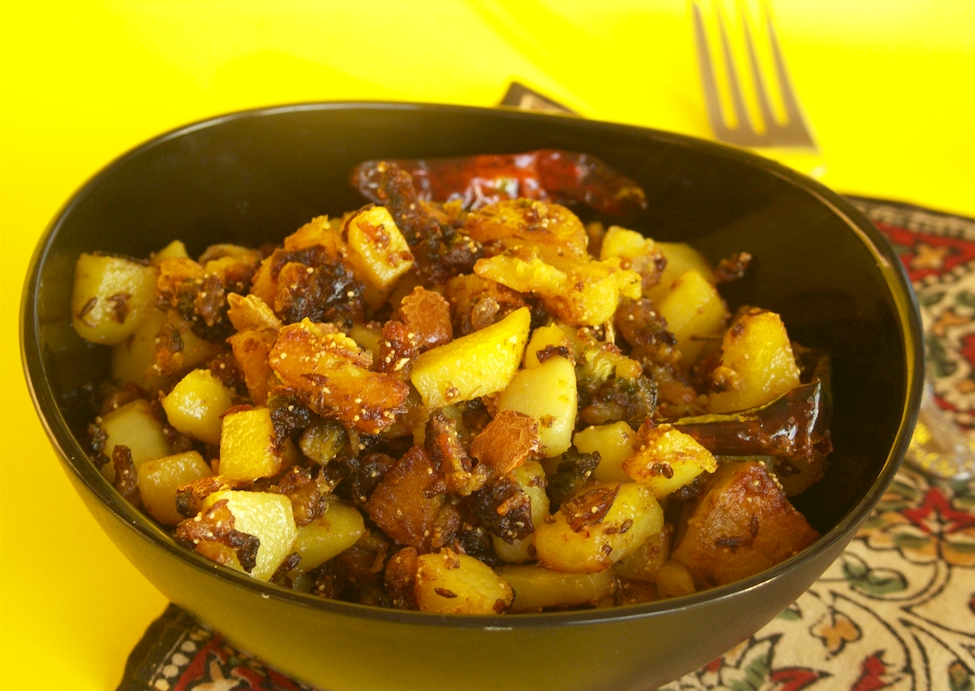 Bitter Melon & Potato Stir Fry with Poppy Seeds (Aloo Karela Bhaji