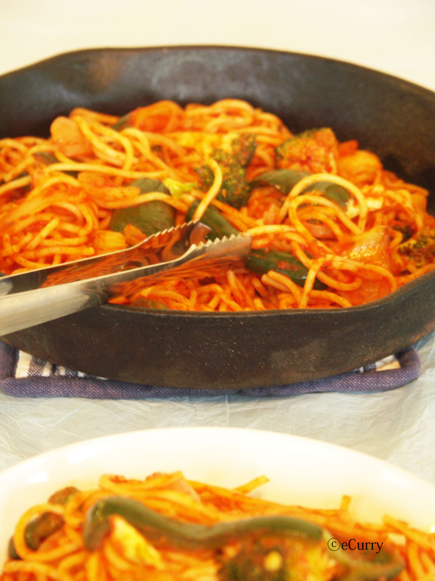 Iron Skillet Spaghetti eCurry The Recipe Blog