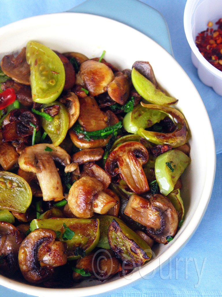 Mushroom and Green Tomato Stir Fry eCurry The Recipe Blog