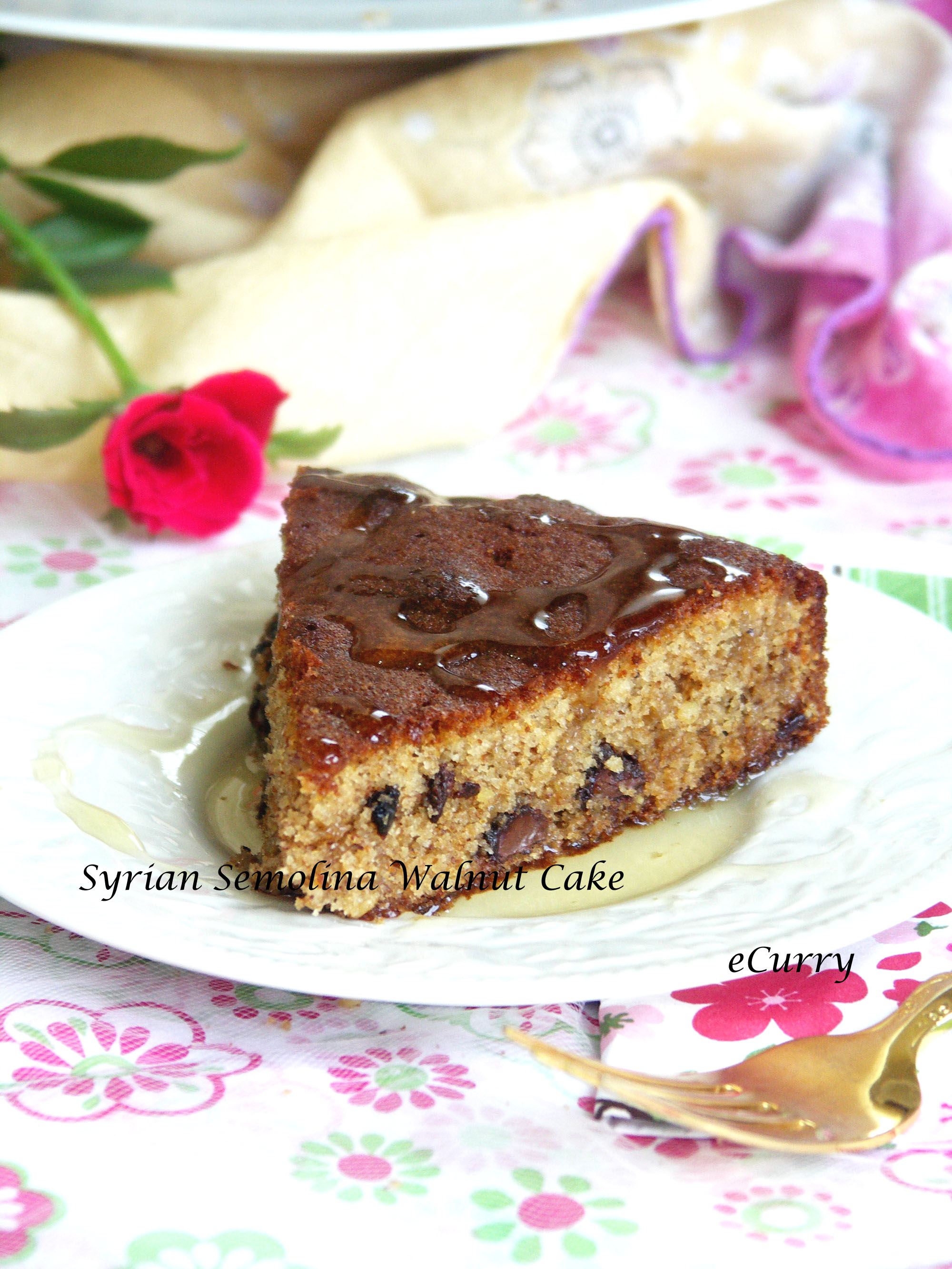 Syrian WalnutSemolina Cake with Figs and Chocolate eCurry The