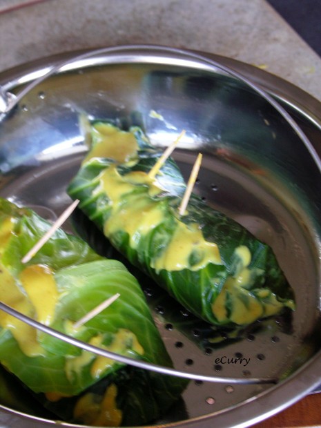 Cabbage Leaves - Steaming the roulades