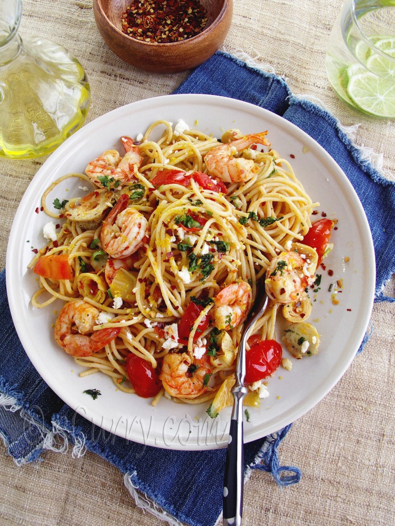 Pasta with Shrimp, Artichokes and Feta | eCurry - The Recipe Blog