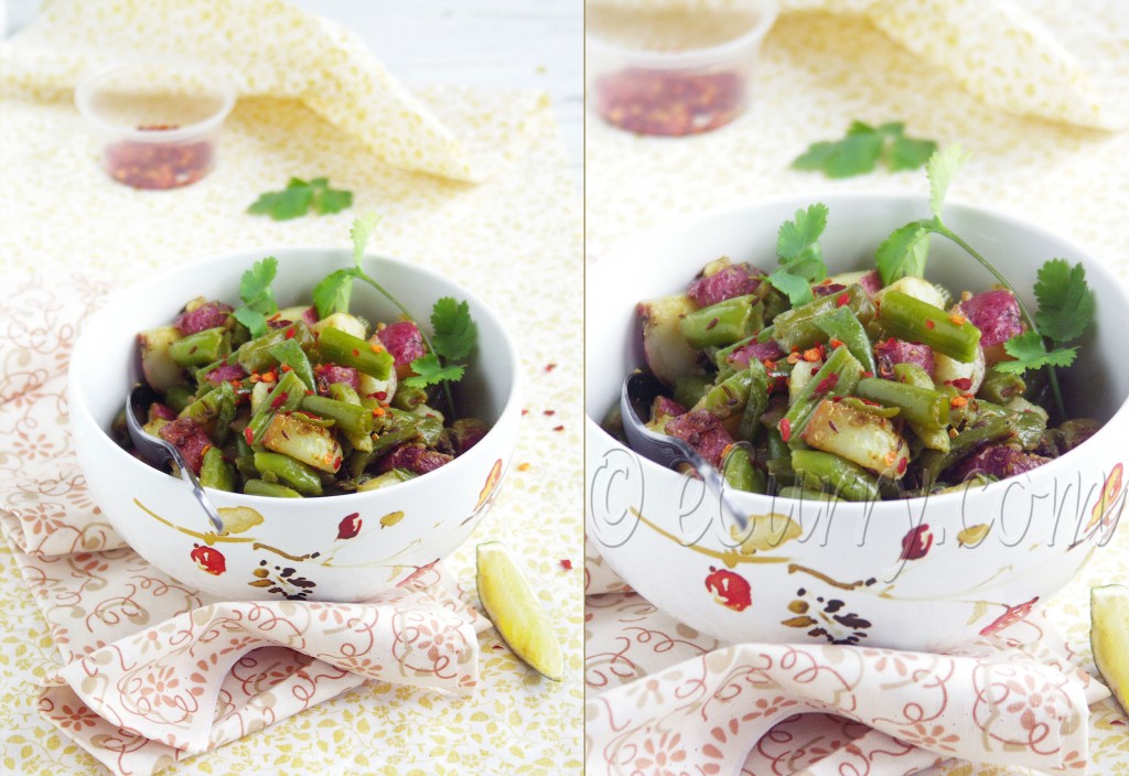 Stir Fried Green Beans and Potatoes with Coriander eCurry The