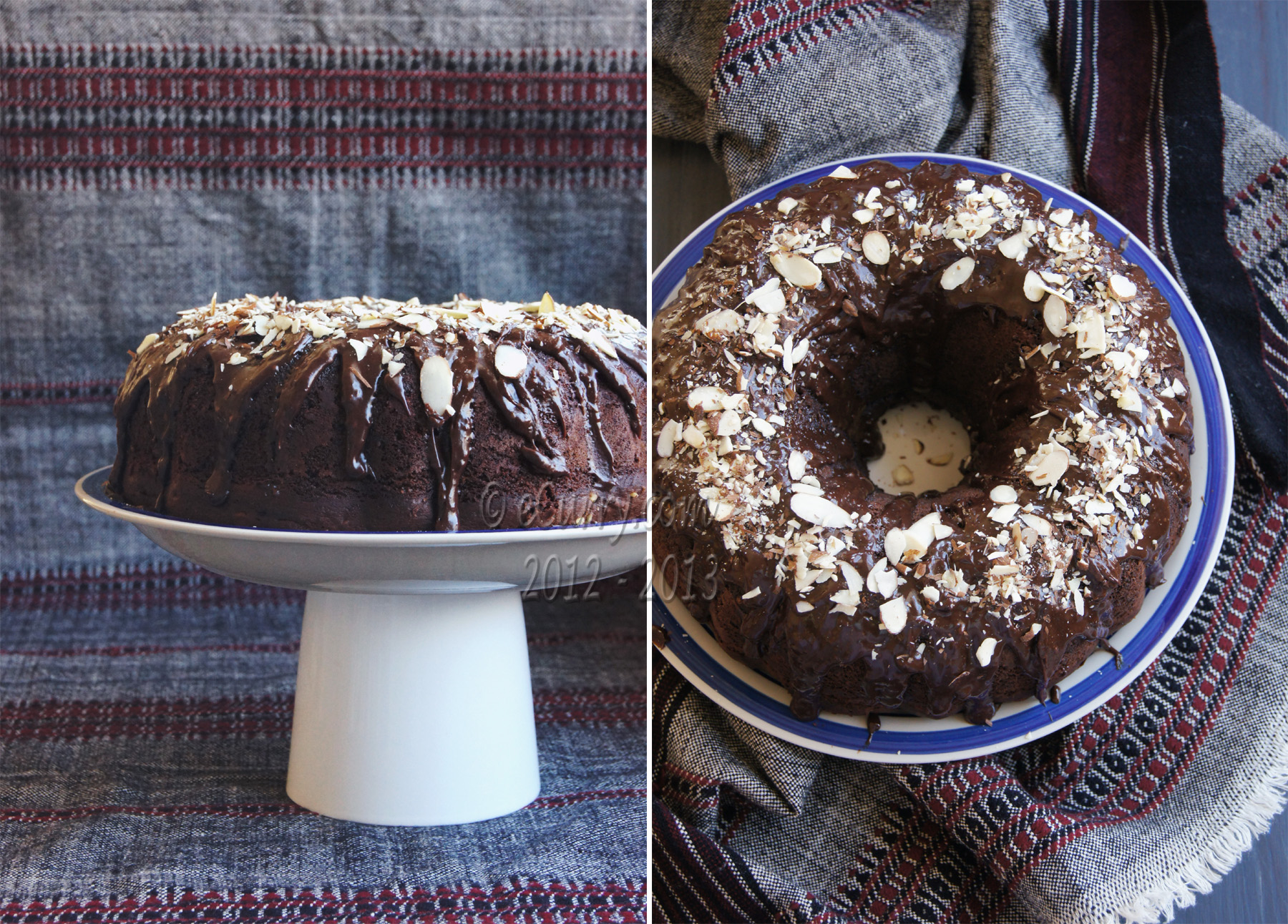 Chocolate Spice Cake with Almonds and Cranberries for the Holidays